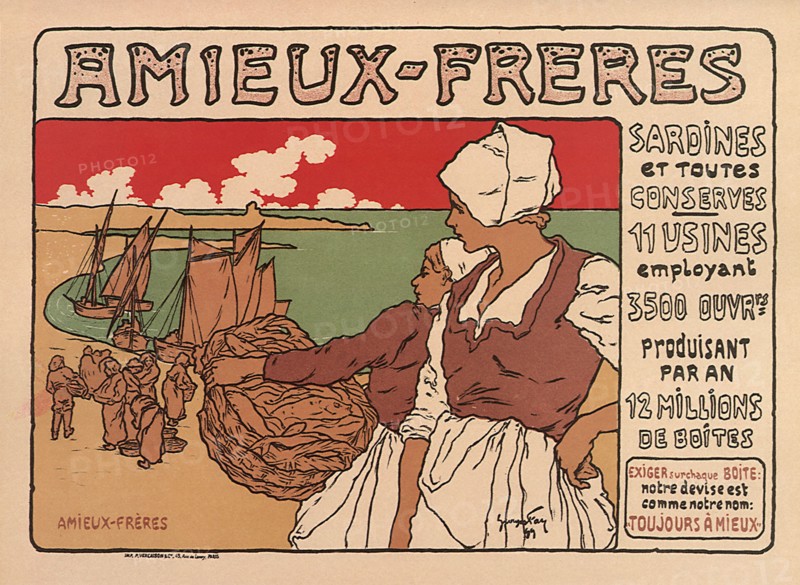 Women with Basket of Fish with Ships Ashore.