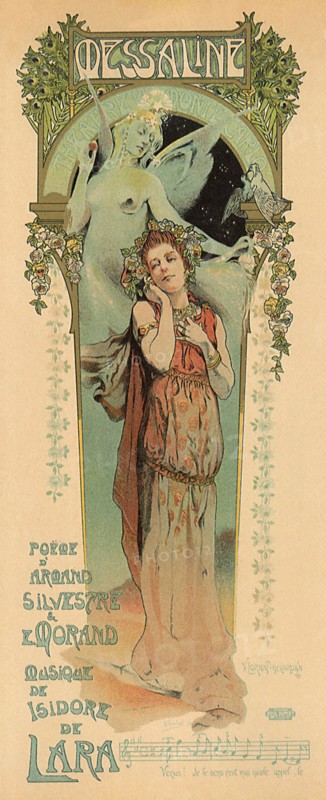 Opera Poster with Woman with Floral Wreath.