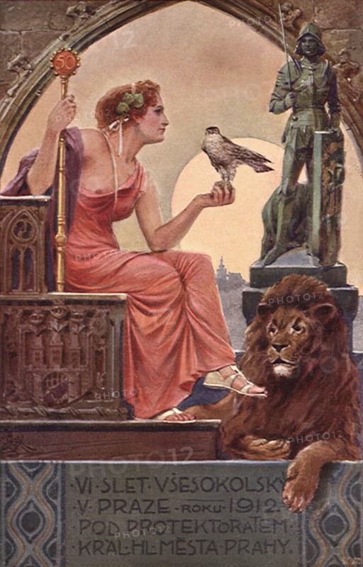 Ancient Greek Man with Scepter on throne with Lion.