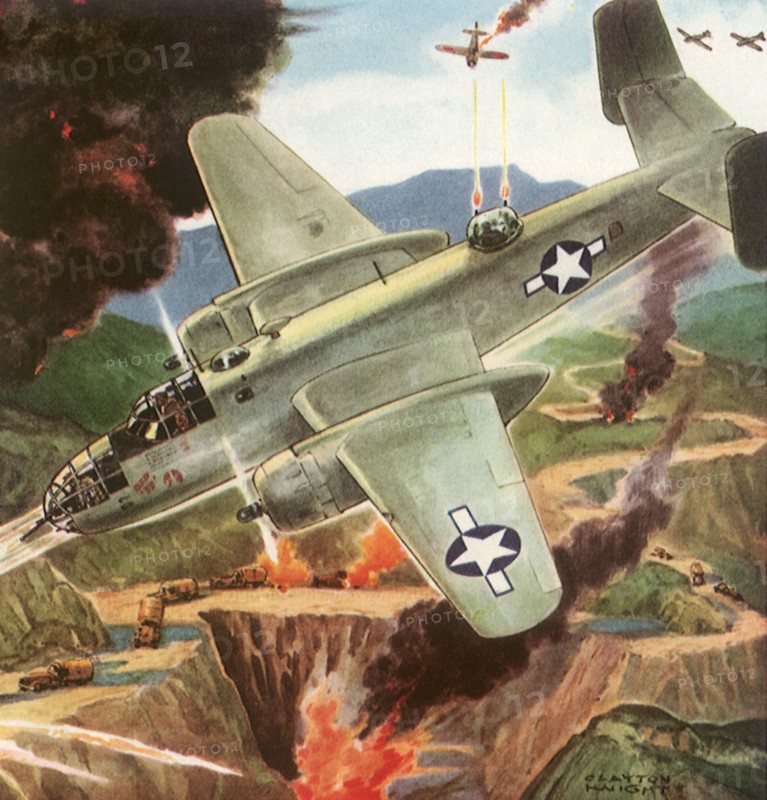 American Bomber attacks Japanese Convoy.