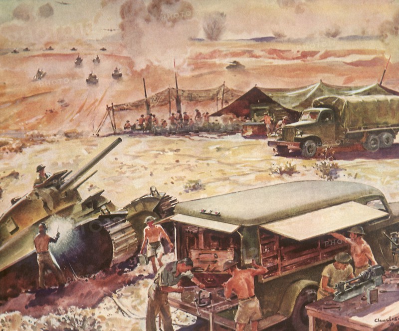 Maintenance Battalion repair Equipment during Battle.