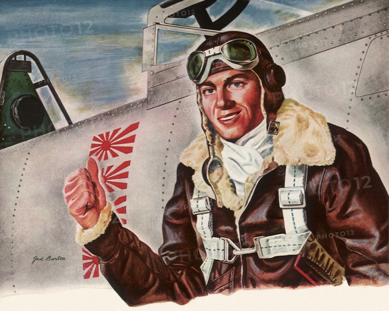American Pilot and Fighter Plane.