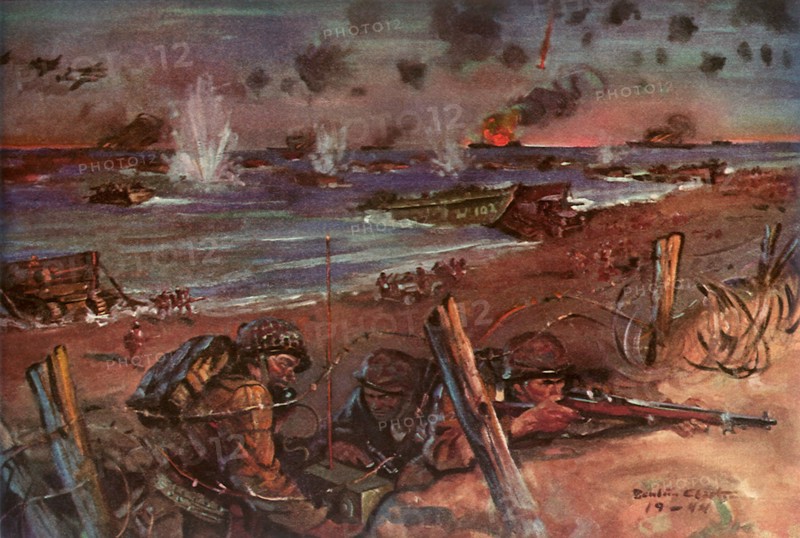 Marines invading Normandy.