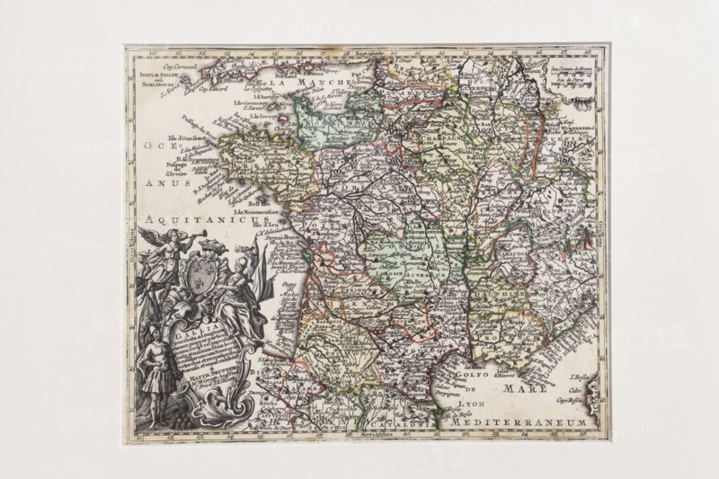 Matthaus Seutter. 17th Century Engraving. Gaul Map. France