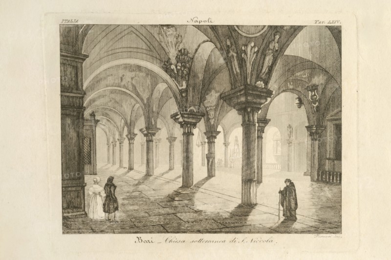 Fornari. Engraving of the 19th Century. Kingdom of Naples. Underground Church of Niccola In Bari. Bari. Puglia. Italy