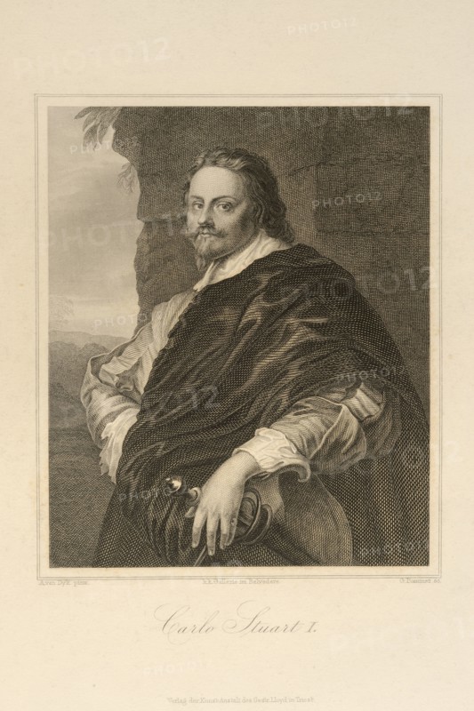 G. Pommer. 18th Century Engraving. Charles Stuart I. England. United Kingdom