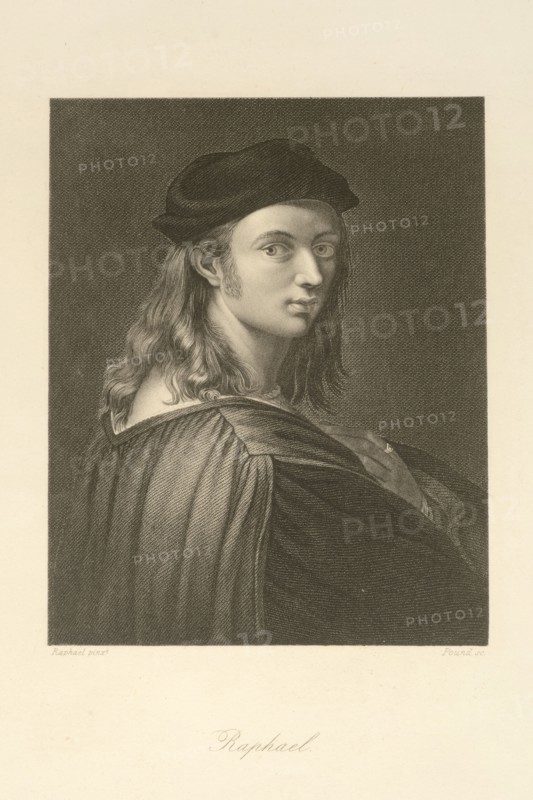 Pound. 18th Century Engraving. Raphael. Urbino. Marche. Italy