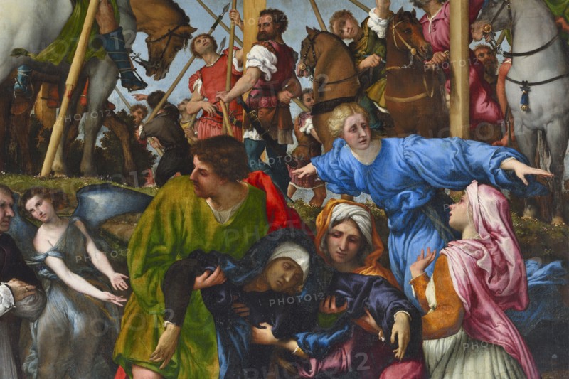 Crucifixion by Lorenzo Lotto. Church of Santa Maria In Telusiano. Monte San Giusto. Marche. Italy