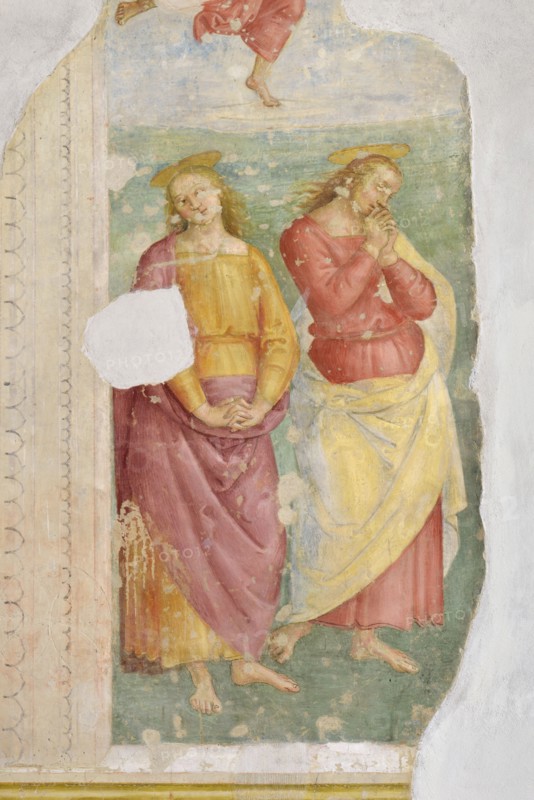 Città della Pieve (Italy, Umbria, province of Perugia), Church of Santa Maria dei Servi. Chapel of the Madonna della Stella, Perugino, Deposition from the cross, fresco, 15th-16th century. Detail