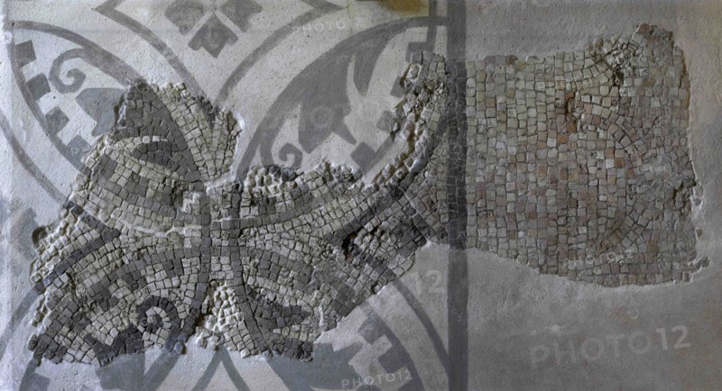 Fragment of mosaic with geometric decoration