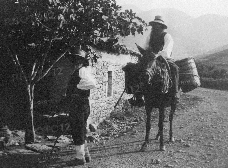 greece, two men, horse, 1912