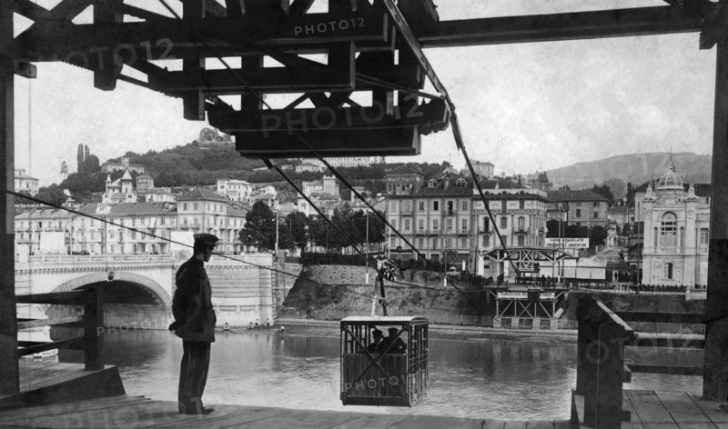 italy, piemonte, turin, to-and-fro funicular, 1900-1910