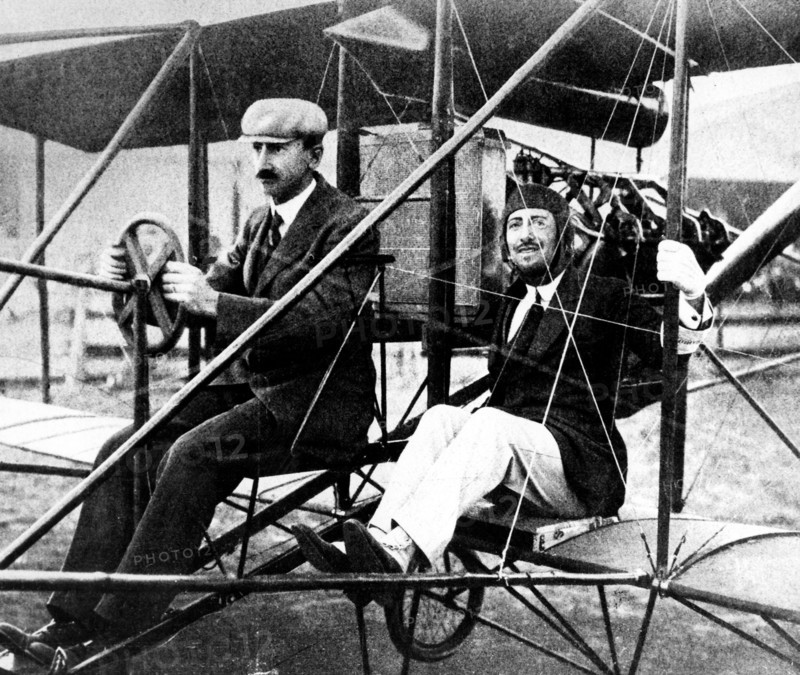 portrait de gabriele d'annunzio avec l'aviateur américain glenn h. curtiss, 1909
