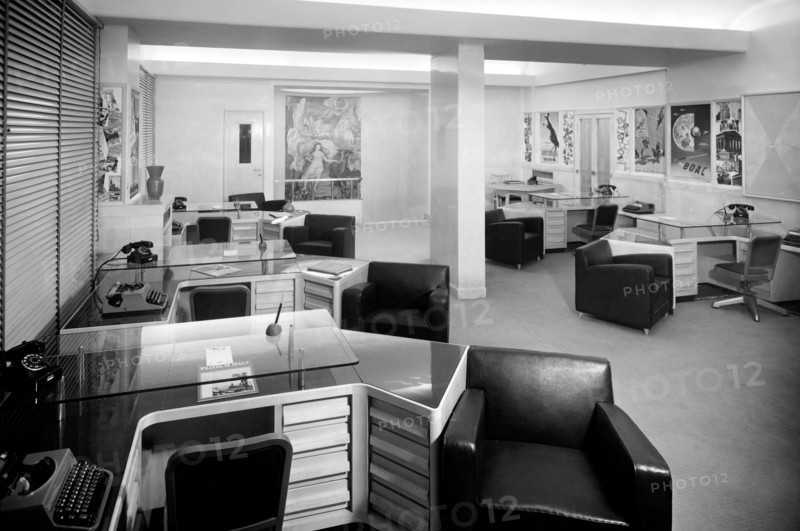 bureaux, intérieur des bureaux de la cit à milan, 1952