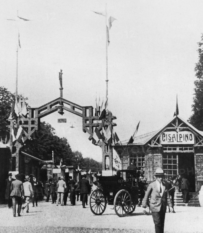 italie, lombardie, milan, foire commerciale de milan entrée des bastions de la porta venezia, 1920