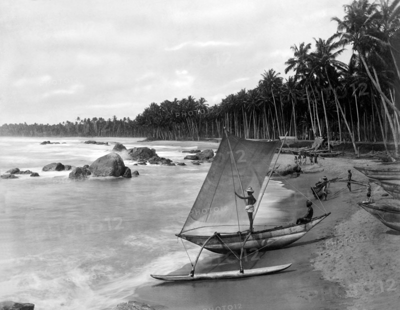 asie, sri lanka, la plage près de colombo à ceylan, 1910