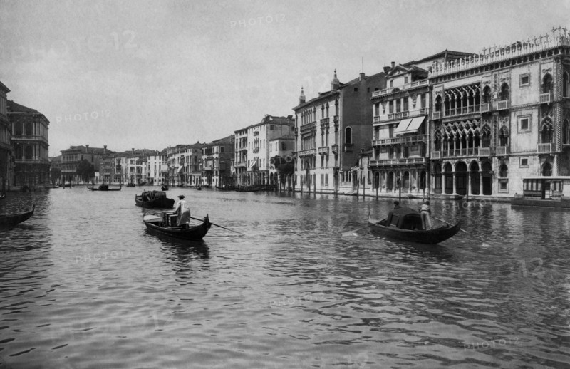 italie, veneto, venise, vue du grand canal avec la cà d'oro à venise, 1900 1910