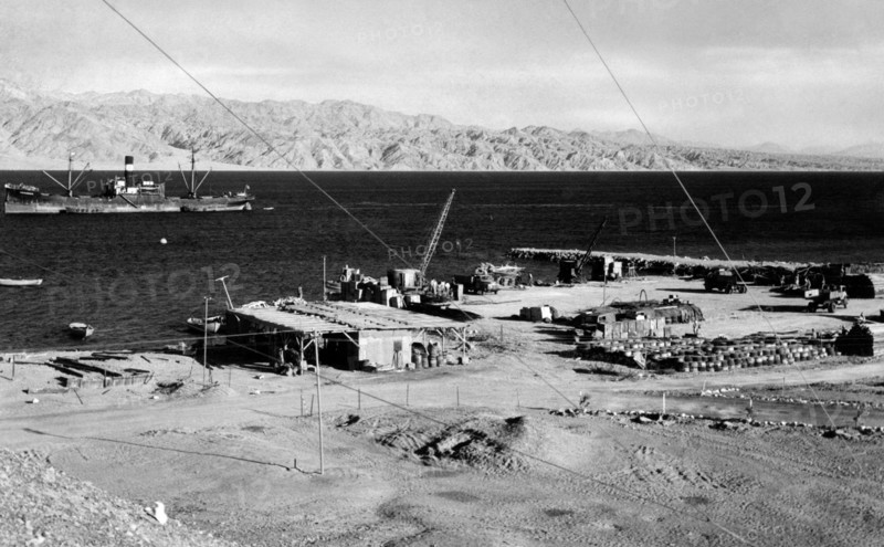 moyen-orient, israel, mer rouge, vue du port d'eilat, 1953