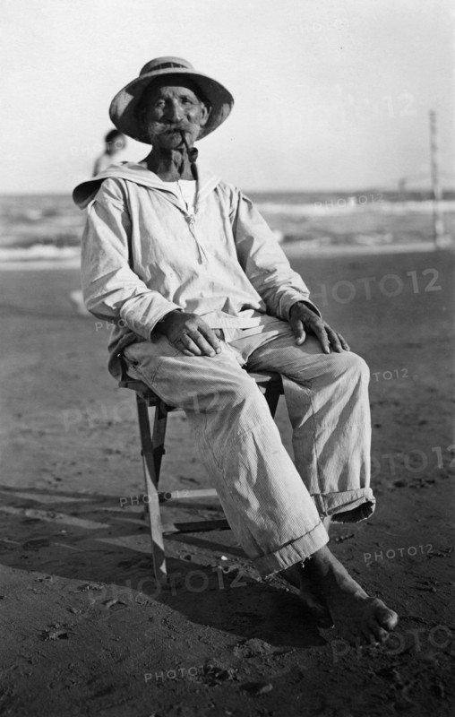 italie, venise, venise, maître nageur sur la plage, 1910 1920
