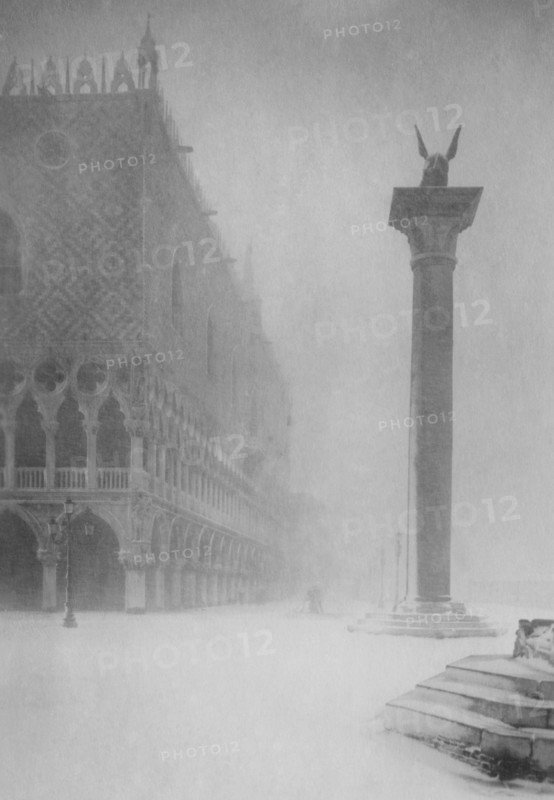 italie, venise, la jetée couverte de neige, 1928 1929