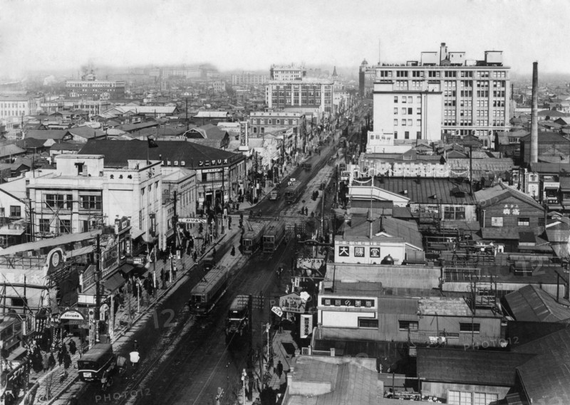 japon, tokyo, la rue principale du quartier de ginza, 1954