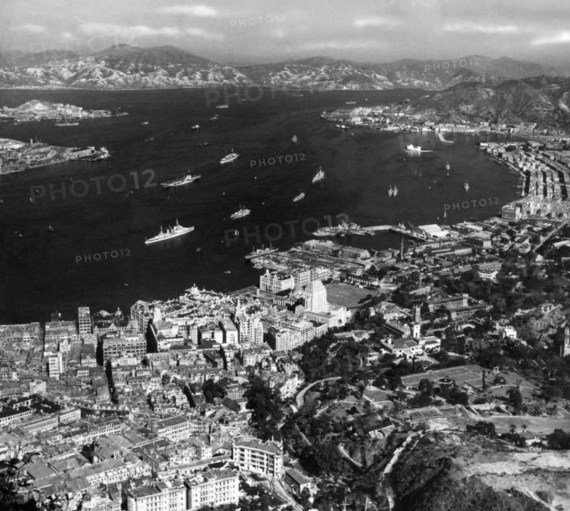 asie, chine, hong kong, vue de victoria et de son port, 1953