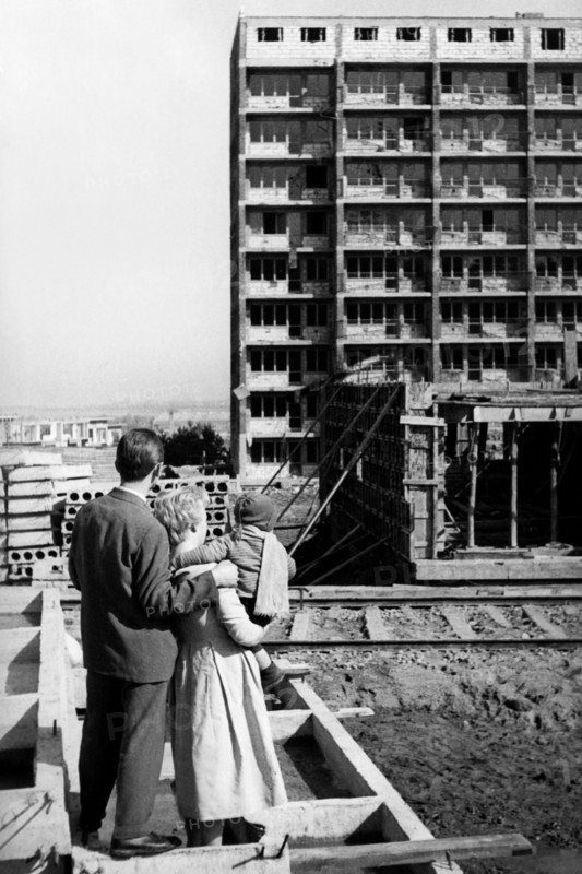 europe, pologne, gdansk, chantier résidentiel, 1961
