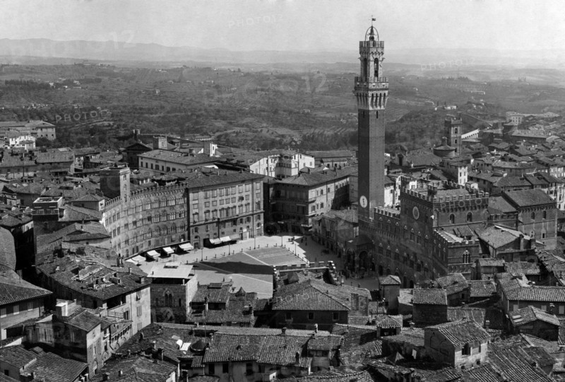 europe, italie, toscane, sienne, vue aérienne, 1910 1920