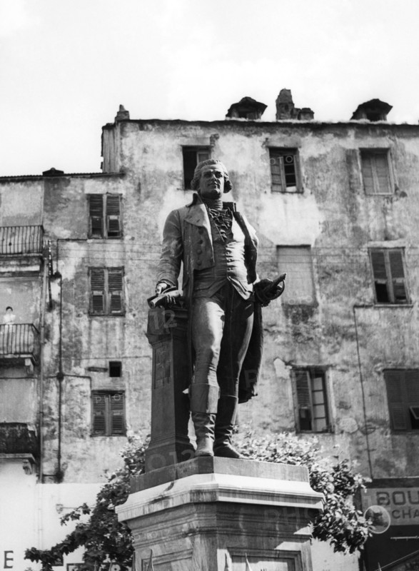 europe, france, corse, corte, statue de pasquale paoli, 1965