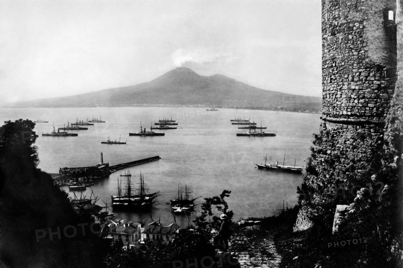 campanie, castellamare di stabia, vue du golfe de naples et du vésuve, 1900 1910