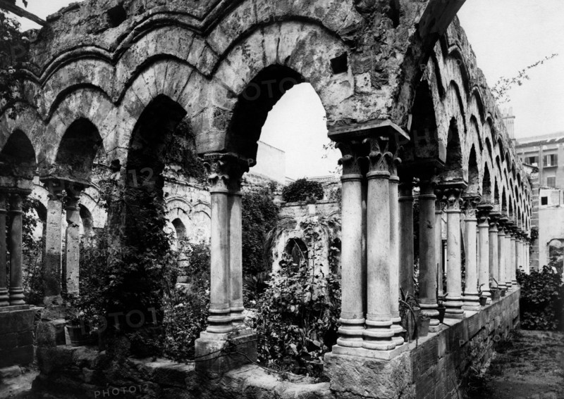 italie, sicile, palerme, le cloître de l'église de san giovanni degli eremiti, 1910 1920
