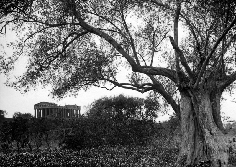 europe, italie, sicile, agrigento, vue du temple de la concorde, 1920 1930