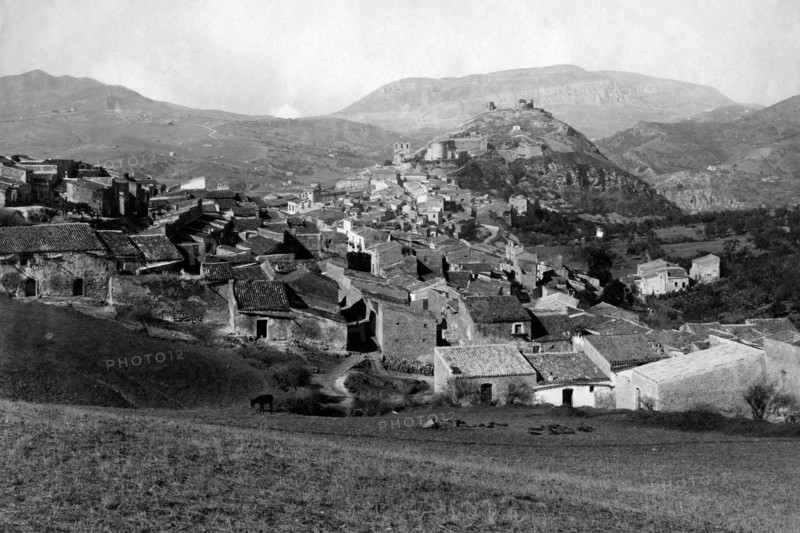 europe, italie, sicile, agrigento, calatafimi, panorama de la ville, 1900 1910