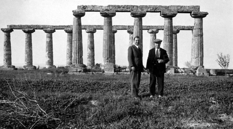 italie, basilicate, metaponto, panorama des plaques palatines, années 1940
