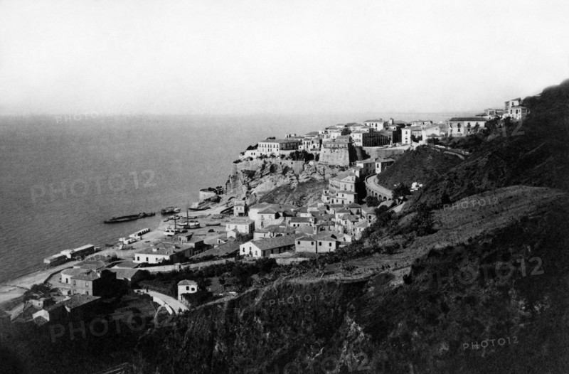 europe, italie, calabre, pizzo, panorama de la ville, 1910 1920