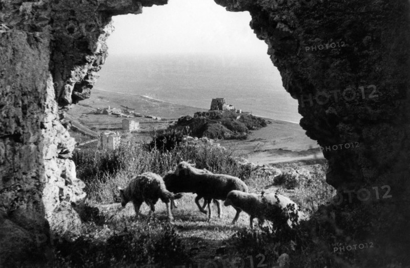 europa, italy, calabria, scalea, vue de la tour talao depuis le château normand, 1940