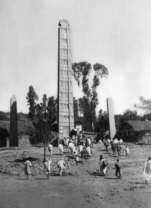 afrique, éthiopie, la stèle d'Axum, 1920-30