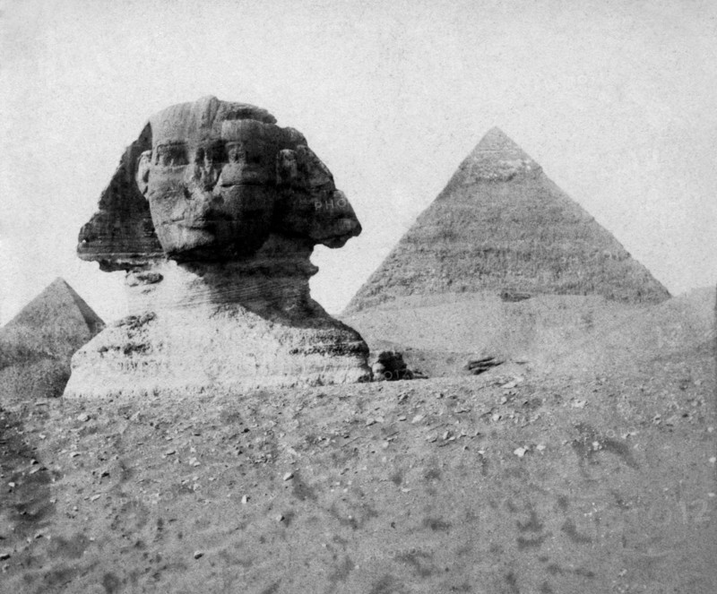 afrique, égypte, le caire, le sphinx de gizeh et la pyramide de chephren, 1910 1920