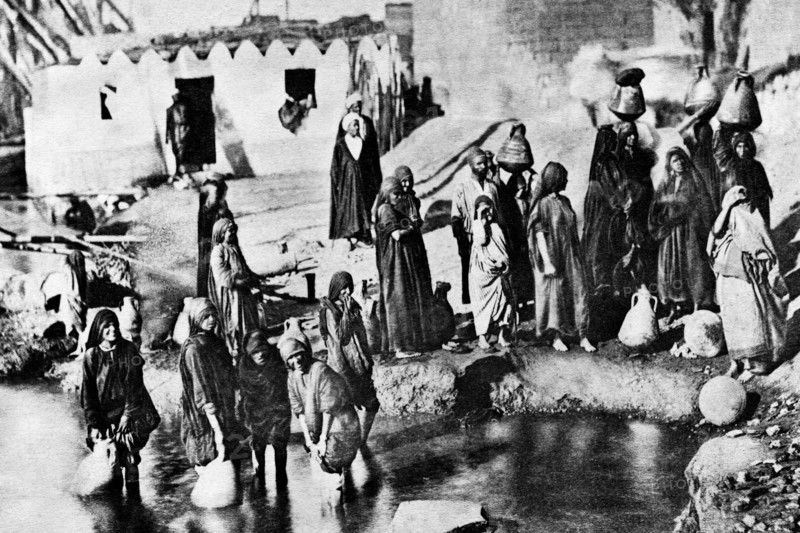 afrique, égypte, le caire, porteurs d'eau recueillis sur le nil, 1878