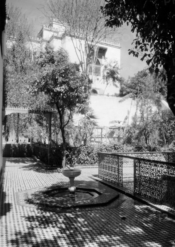afrique, maroc, meknes, la terrasse carrelée du palais jamai, années 1920 1930
