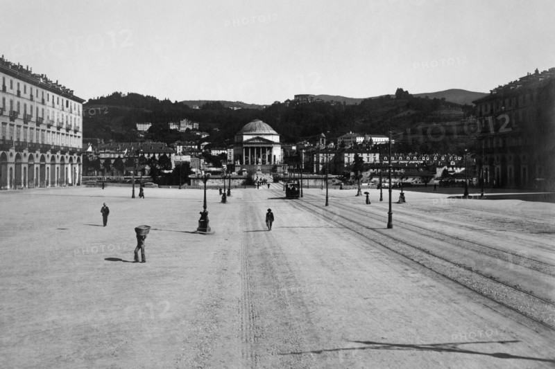 europe, italie, turin, piazza vittorio emanuele, 1910