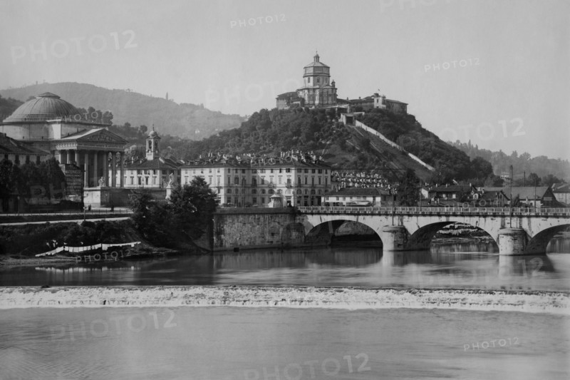 europe, italie, turin, ponte di po, la gran madre dio et le monte dei cappuccini, 1910