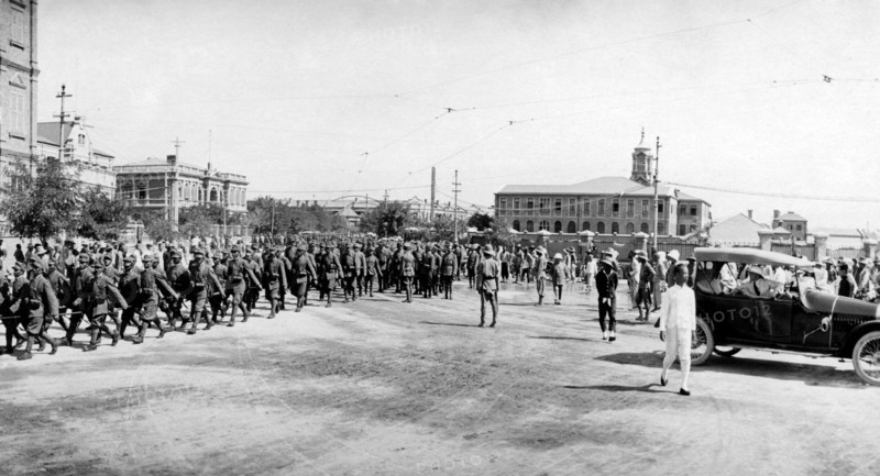 asie, chine, parade militaire à tientsin, 1918