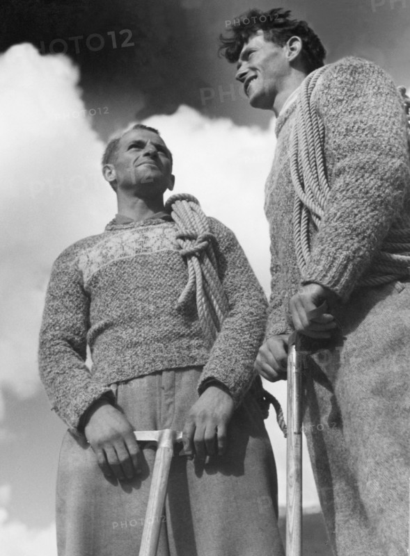 alpinisme, bolzano, deux jeunes guides, 1960