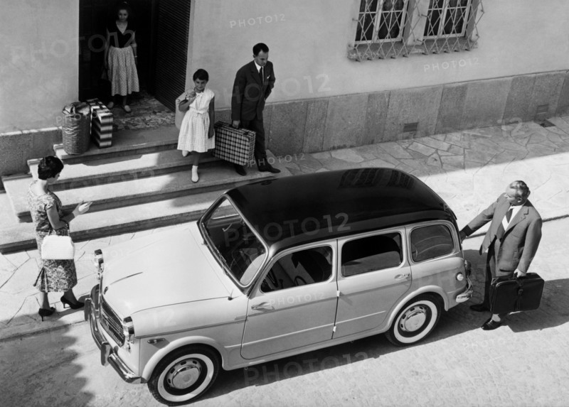 départ avec la fiat 1100 d, 1957