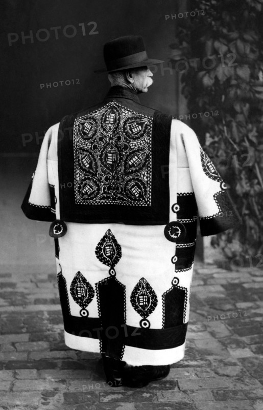 Old Hungarian herdsman with the szur of the holidays. Hungary 1940