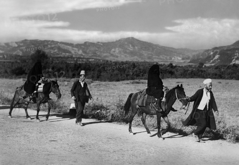 Albanian couples on horseback. 1942