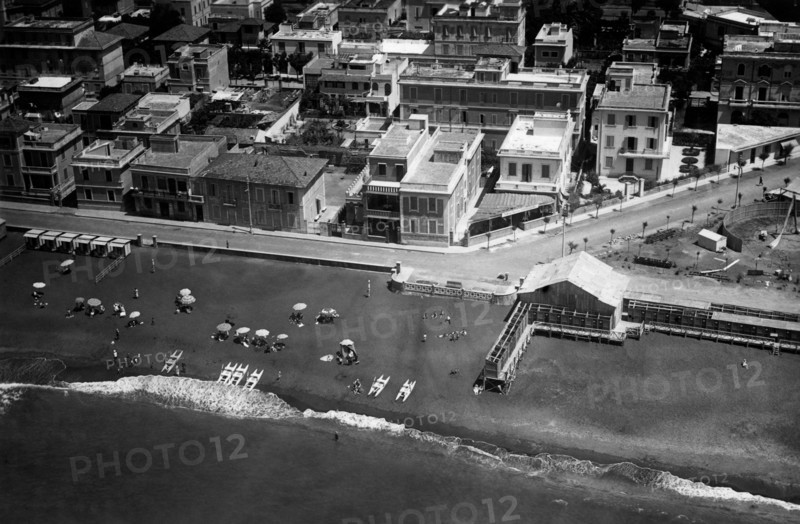 Lazio. aerial view of the beach of ladispoli. 1920-30