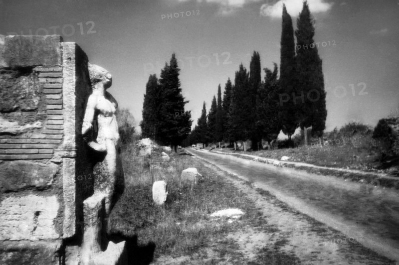 Rome. statues on the ancient appia. 1930