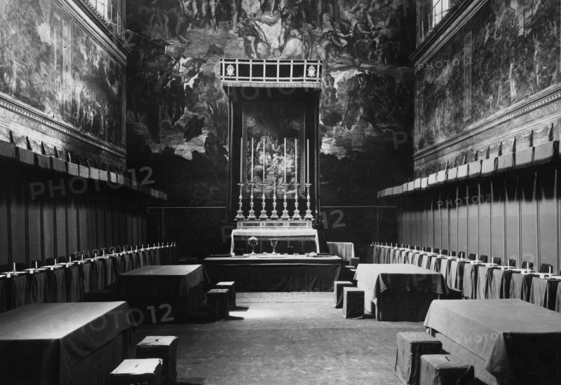 The Thrones Of The Conclave. Sistine Chapel. Apostolic Palace. Vatican City 1939
